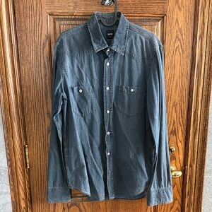 BOSS Dark Washed Denim Button-Up Shirt